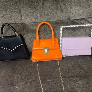 Black, orange and pink mini crossbody bags